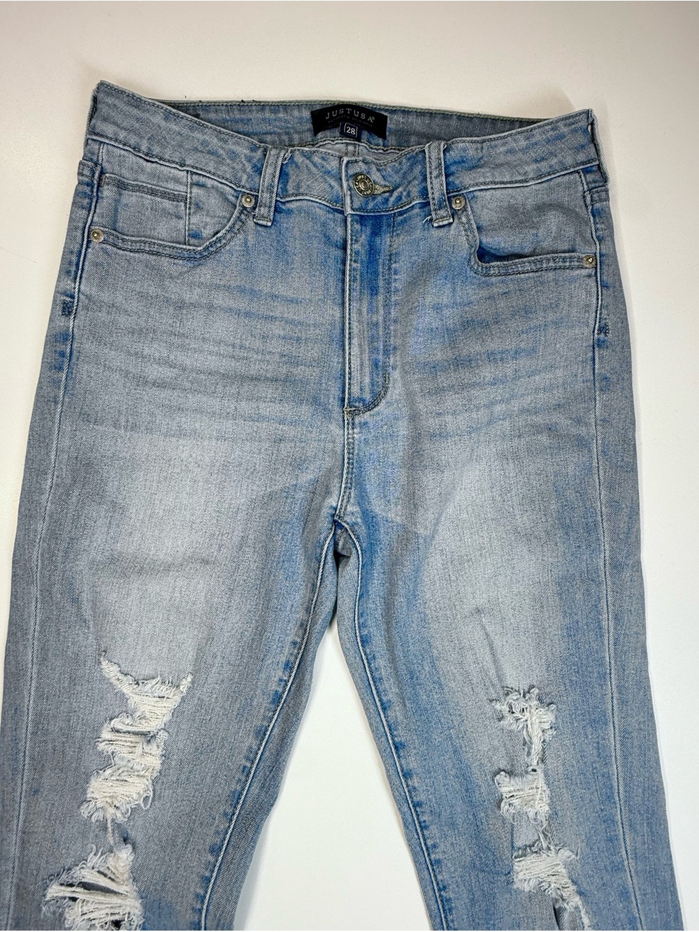 Just USA Light Blue Distressed High-Rise Skinny Jeans - Picture 10 of 12